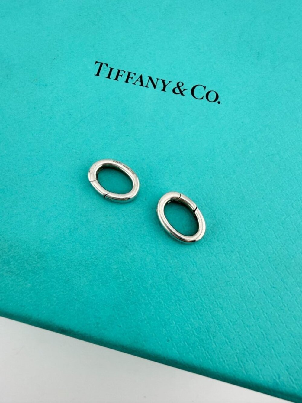 Set of 2 Tiffany & Co. Oval Clasping Link Jump Ring Connector 11mm Silver